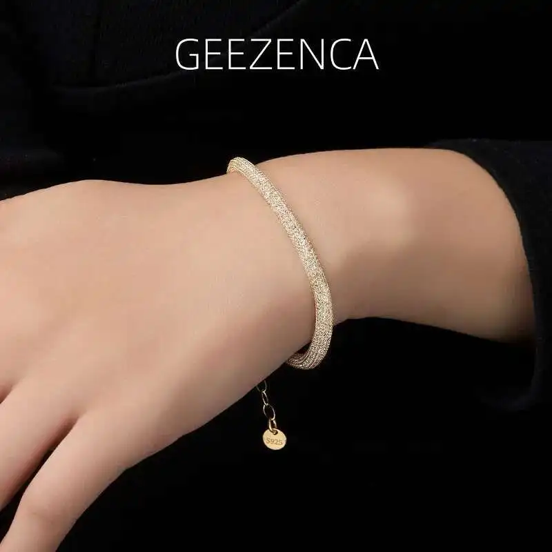 GEEZENCA 925 Silver 3D Mesh Chain Cubic Zirconia Shiny Bracelets Women 18K Gold Italian Trendy Slim Dainty Bracelet Gift For Her
GEEZENCA 925 Silver 3D Mesh Chain Cubic Zirconia Shiny Bracelets Women 18K Gold Italian Trendy Slim Dainty Bracelet Gift For Her