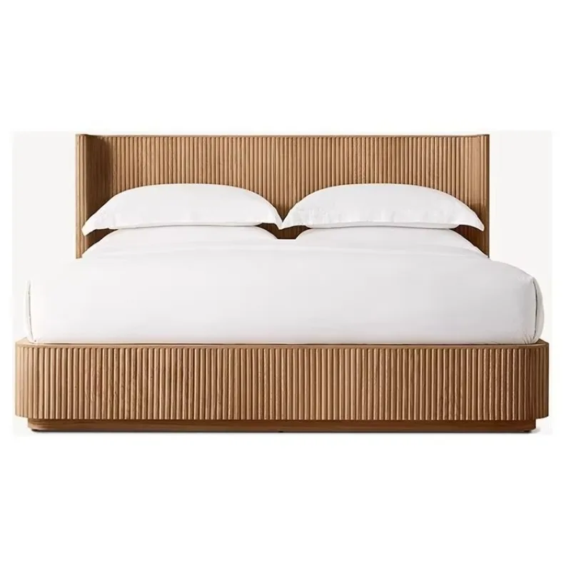 Luxurious upholstered Nordic oak king bed Elegant bedroom furniture
Luxurious upholstered Nordic oak king bed Elegant bedroom furniture