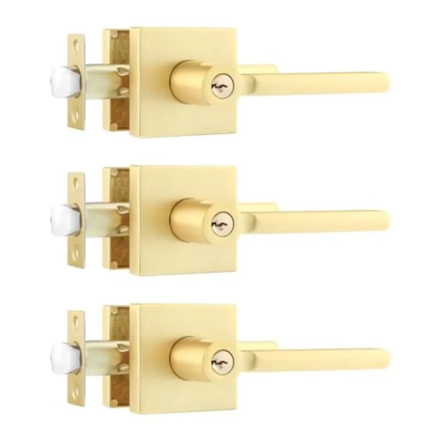 Gold Entry Knob Combo Keyed Alike, Heavy Duty Entrance Door Lever, Exterior Lockset Contemporary Style, Modern Front Door Hardw
Gold Entry Knob Combo Keyed Alike, Heavy Duty Entrance Door Lever, Exterior Lockset Contemporary Style, Modern Front Door Hardw