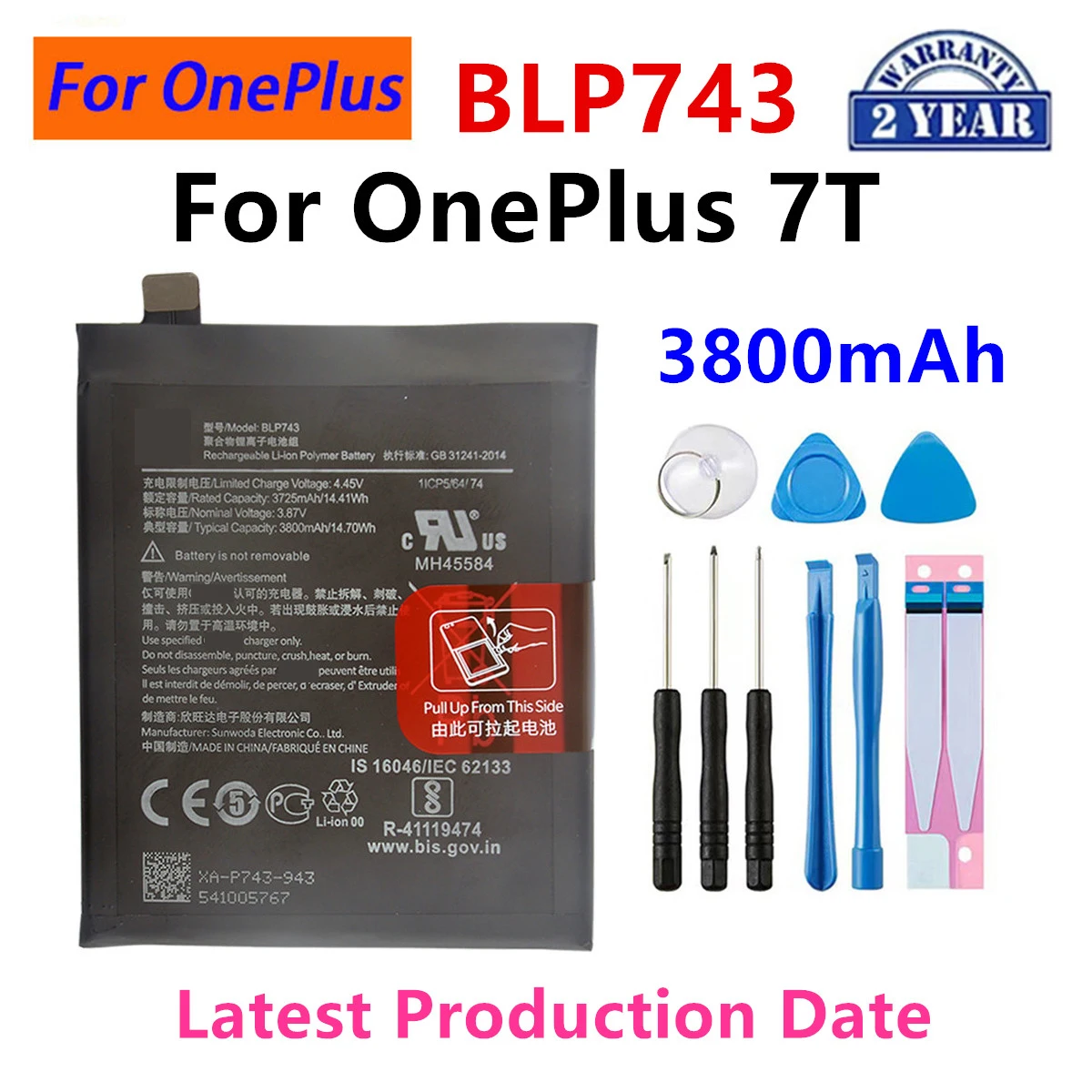 100% Orginal BLP743 3800mAh Replacement Battery For OnePlus 7T One Plus 7T Genuine Latest Production Phone Batteries+Tools
100% Orginal BLP743 3800mAh Replacement Battery For OnePlus 7T One Plus 7T Genuine Latest Production Phone Batteries+Tools