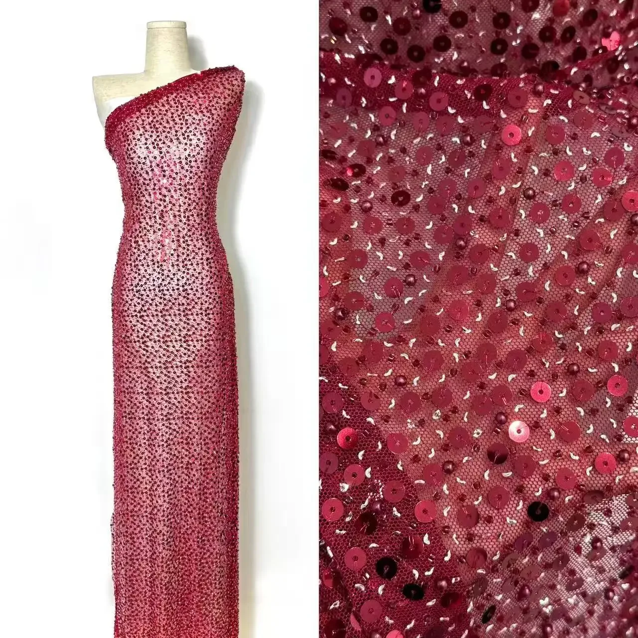 French luxurious embroidery, African high-quality sequined chiffon lace fabric, Nigerian beaded stone party dress
French luxurious embroidery, African high-quality sequined chiffon lace fabric, Nigerian beaded stone party dress