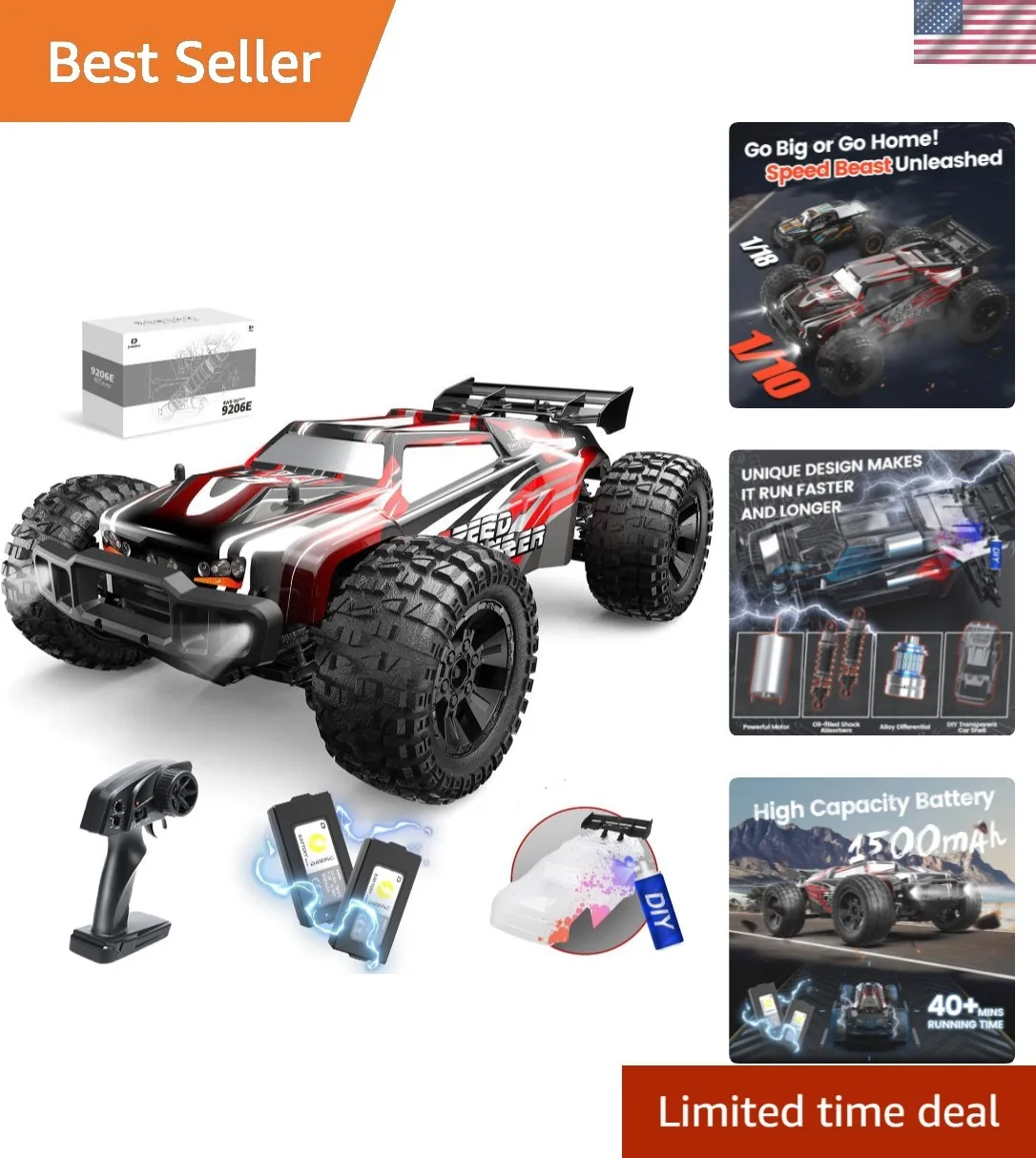 9206E DIY Extra Shell 1:10 Scale Large RC Cars,48+ KM/H Hobby Grade High Spee...
9206E DIY Extra Shell 1:10 Scale Large RC Cars,48+ KM/H Hobby Grade High Spee...