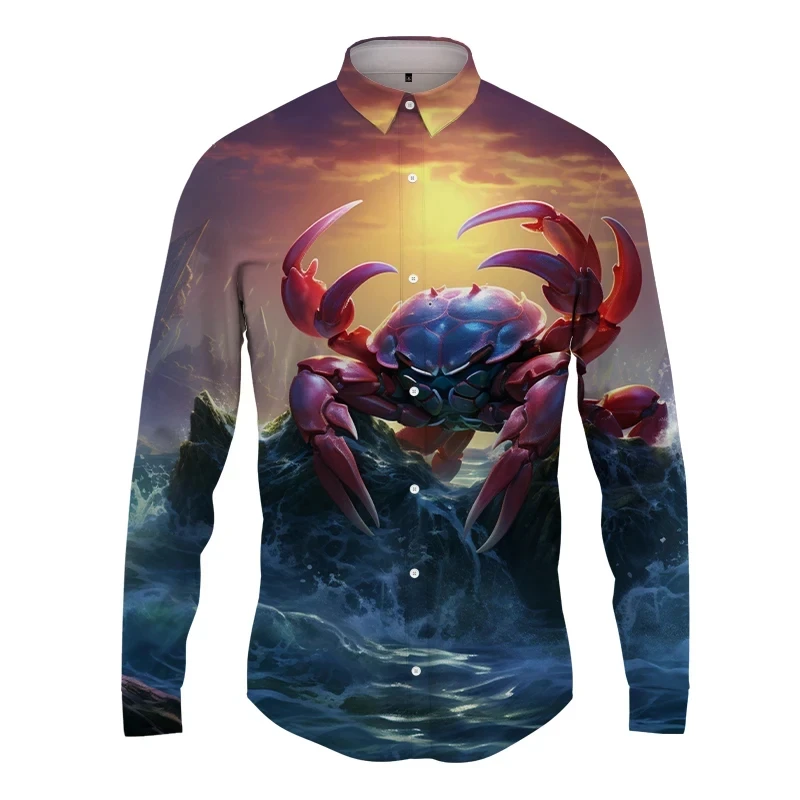 Fashion Crab Print Men's Shirts Vintage Style Lapel Button Long Sleeve Shirts Tops Hip Hop Men Women Casual Hawaii Shirt Clothes
Fashion Crab Print Men's Shirts Vintage Style Lapel Button Long Sleeve Shirts Tops Hip Hop Men Women Casual Hawaii Shirt Clothes