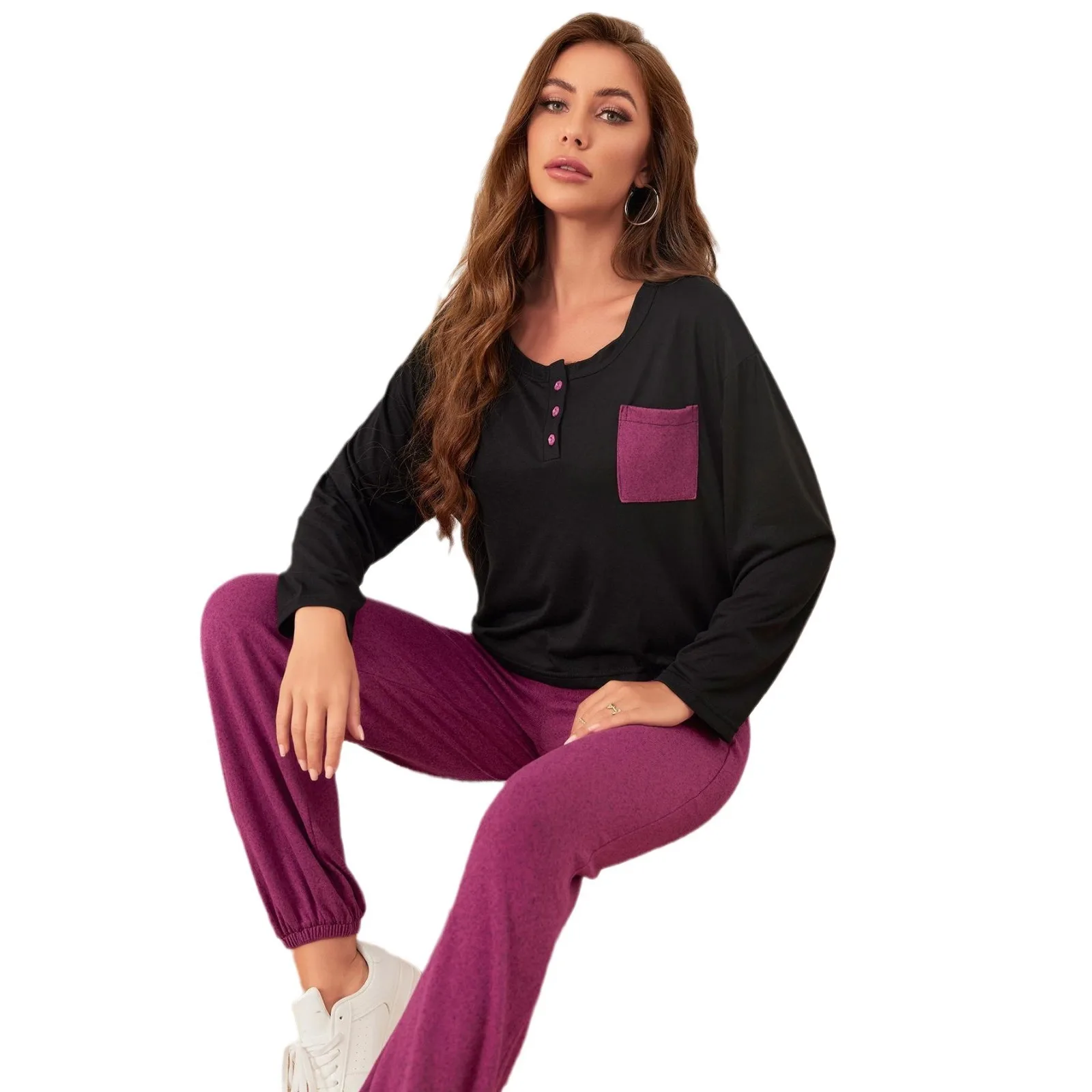 Home Autumn And Winter Casual Long Sleeved Pajamas Women's Set For Outdoor Wear
Home Autumn And Winter Casual Long Sleeved Pajamas Women's Set For Outdoor Wear