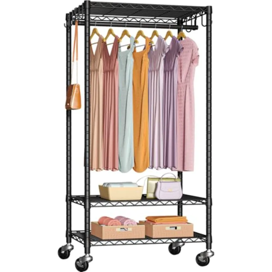 Rolling Clothes Rack Heavy Duty, Clothing Racks for Hanging Clothes, Freestanding Garment Rack with Wheels, Portable Closet Rac
Rolling Clothes Rack Heavy Duty, Clothing Racks for Hanging Clothes, Freestanding Garment Rack with Wheels, Portable Closet Rac