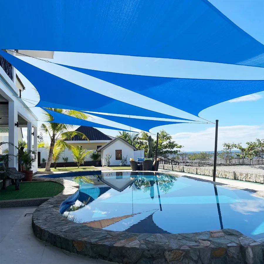 Outdoor patio garden backyard sun shade sail: triangle canopy, sky blue, 185 GSM durable UV-blocking fabric, custom size availa
Outdoor patio garden backyard sun shade sail: triangle canopy, sky blue, 185 GSM durable UV-blocking fabric, custom size availa