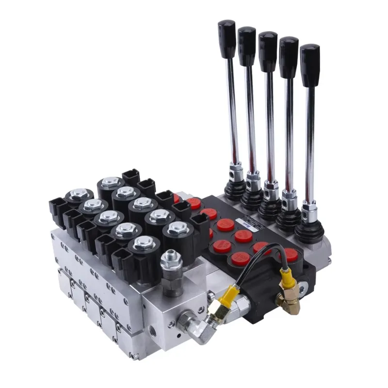 Electro Hydraulic P40 P80 2 3 4 5 Spool Joystick Monoblock Hydraulic Directional Control Valve Solenoid and Manual Control 12V
Electro Hydraulic P40 P80 2 3 4 5 Spool Joystick Monoblock Hydraulic Directional Control Valve Solenoid and Manual Control 12V