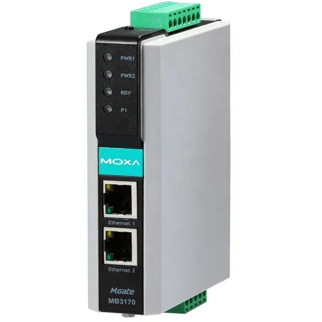 MOXA 1 and 2 port advanced serial port to Ethernet Modbus gateway Mgate MB3170
MOXA 1 and 2 port advanced serial port to Ethernet Modbus gateway Mgate MB3170