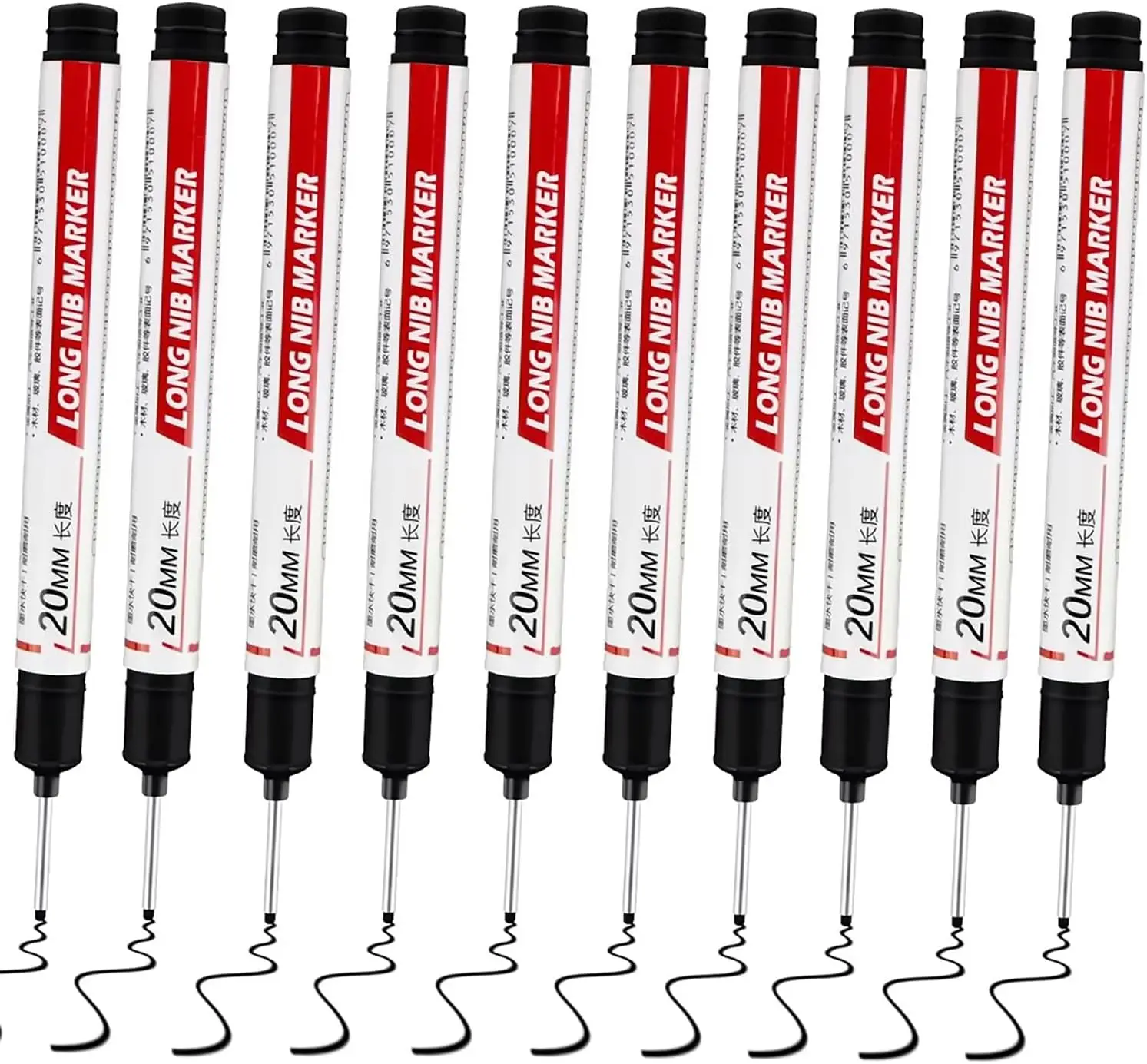 20PCS Long Nib Deep Hole Markers, Quick-Dry Waterproof for Woodworking & Construction, Black
20PCS Long Nib Deep Hole Markers, Quick-Dry Waterproof for Woodworking & Construction, Black