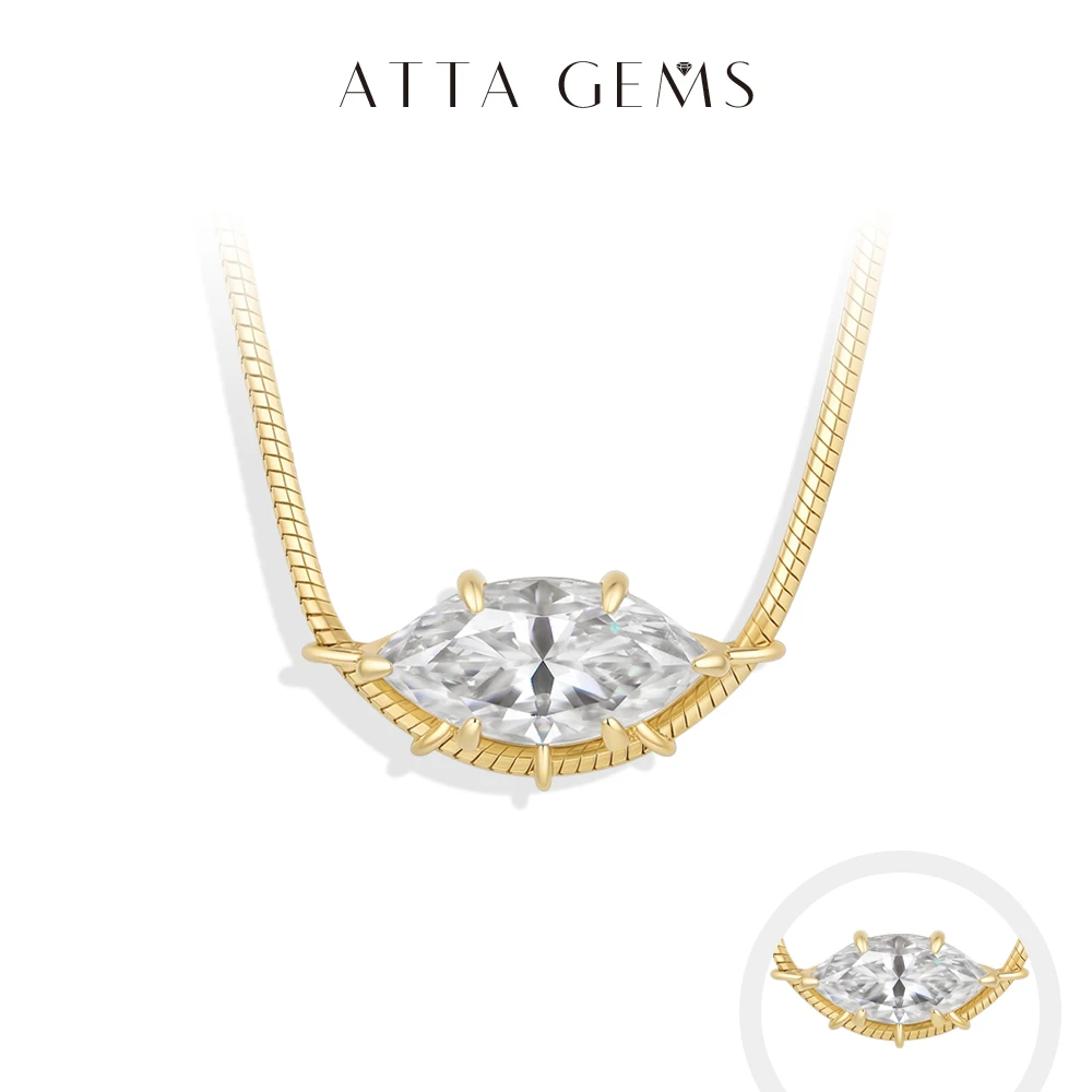 Attagems Marquise Cut 5ct Moissanite Necklace for Women 925 Sterling Silver Solitaire Statement Pendant for Men 45cm Snake Chain
Attagems Marquise Cut 5ct Moissanite Necklace for Women 925 Sterling Silver Solitaire Statement Pendant for Men 45cm Snake Chain