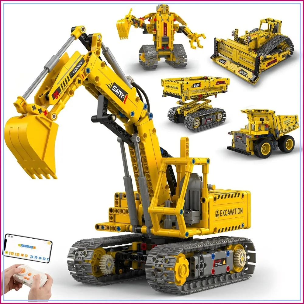 STEM Robot Kit for Boys 8-13 | 5-in-1 Build Excavator, Bulldozer, Truck, Crane & Robot | App & Remote Control Educational Toys
STEM Robot Kit for Boys 8-13 | 5-in-1 Build Excavator, Bulldozer, Truck, Crane & Robot | App & Remote Control Educational Toys