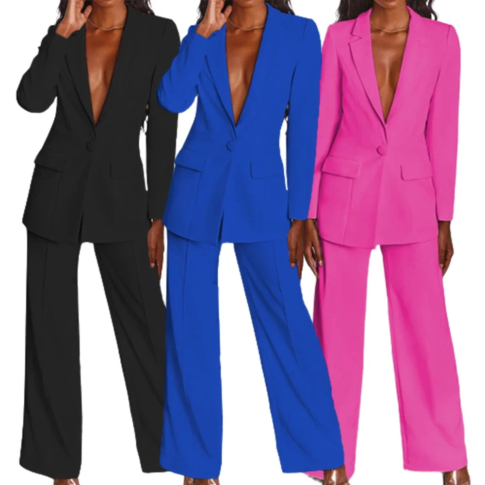 Women Pant Suit Solid Color Long Sleeve Blazer and Trouser Formal Office Outfit Female Business Work Wear 2 Piece Set Dress Suit
Women Pant Suit Solid Color Long Sleeve Blazer and Trouser Formal Office Outfit Female Business Work Wear 2 Piece Set Dress Suit