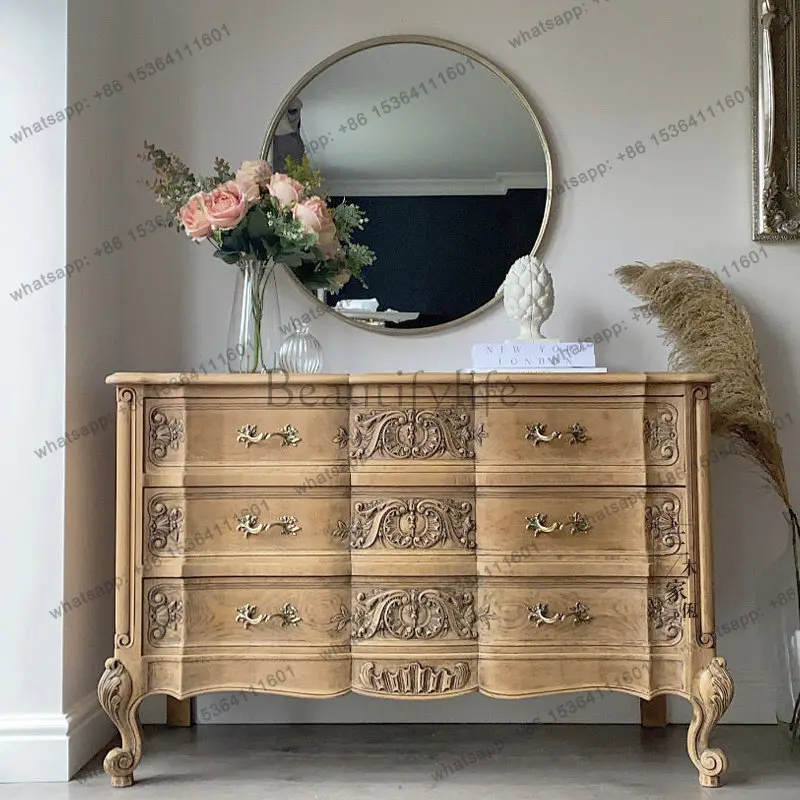 French retro solid wood old carved locker living room storage cabinet entrance can be customized furniture
French retro solid wood old carved locker living room storage cabinet entrance can be customized furniture