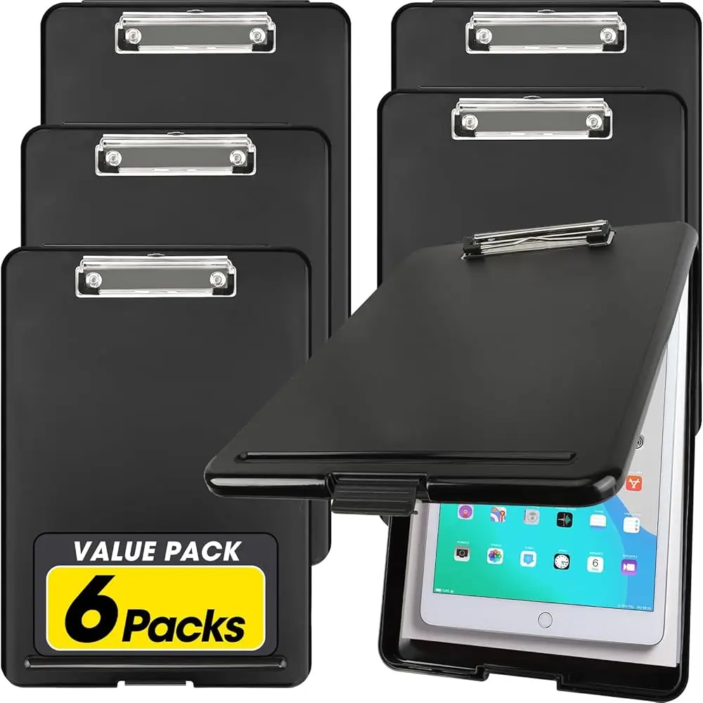 6 Pack Clipboard with Storage, High Capacity Storage Clipboard 8.5 x 11 with Pen Holder, Letter / A4 Size, Inner Plastic Fold
6 Pack Clipboard with Storage, High Capacity Storage Clipboard 8.5 x 11 with Pen Holder, Letter / A4 Size, Inner Plastic Fold