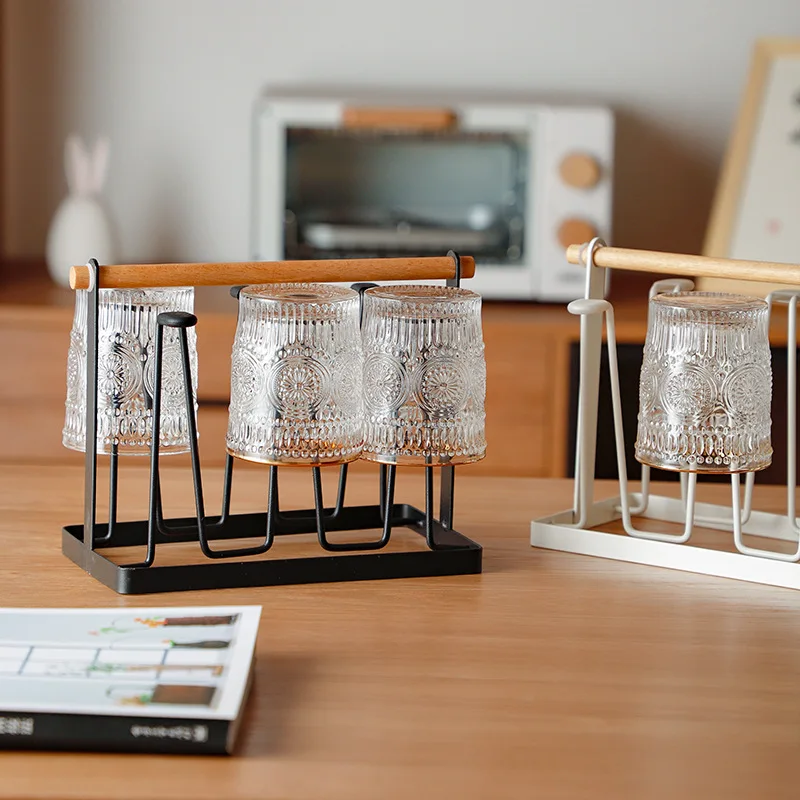 Portable Iron Cup Holder Household Coffee Cup Drain Rack Wooden Handrail Glass Holder Kitchen Living Room Cup Storage Shelf
Portable Iron Cup Holder Household Coffee Cup Drain Rack Wooden Handrail Glass Holder Kitchen Living Room Cup Storage Shelf
