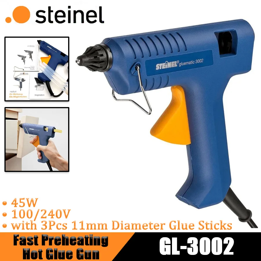 STEINEL GL-3002 100/240V 45W Fast Preheating Hot Glue Gun with 3Pcs 11mm Diameter Glue Sticks for Filling and Fixing
STEINEL GL-3002 100/240V 45W Fast Preheating Hot Glue Gun with 3Pcs 11mm Diameter Glue Sticks for Filling and Fixing