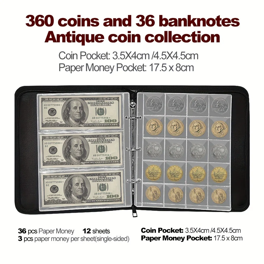 Fireproof Coin Collection Bookends 360 Pocket Coin Organiser Currency Sleeve Album Money Clip for Currency Collection Supplies
Fireproof Coin Collection Bookends 360 Pocket Coin Organiser Currency Sleeve Album Money Clip for Currency Collection Supplies