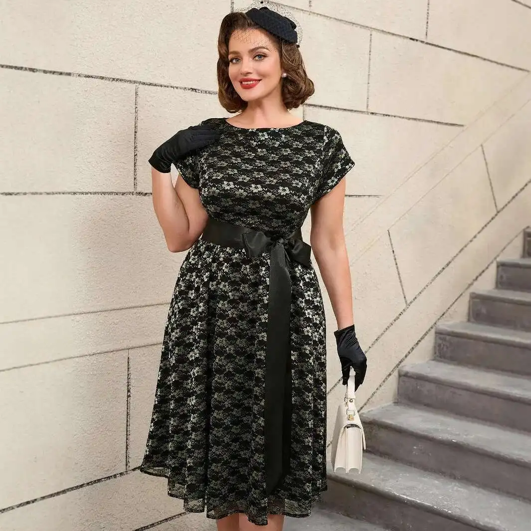 Gold Plus Size Thread Knitted Lace Dress Round Neck Short Sleeve A-line Elegant Temperament Party Dress Elegantes Casual Y2k
Gold Plus Size Thread Knitted Lace Dress Round Neck Short Sleeve A-line Elegant Temperament Party Dress Elegantes Casual Y2k