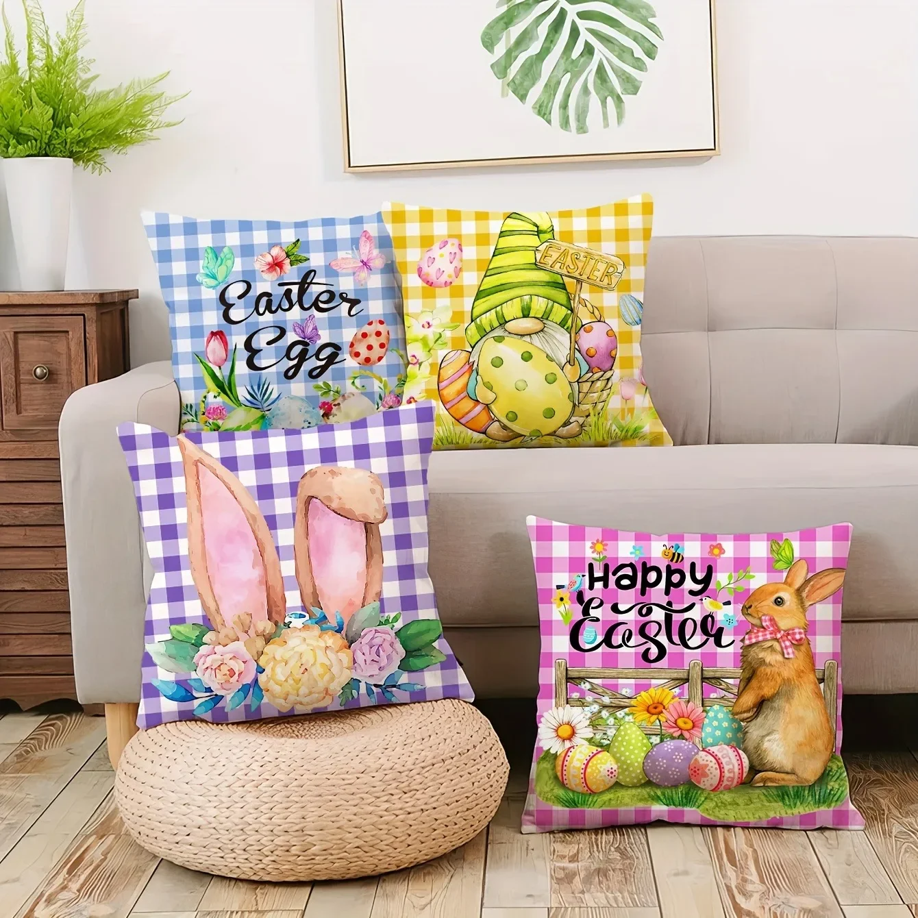 Easter pillow cover home holiday party celebration decoration Rabbit and Dwarf plaid pattern design Sofa cushion cover
Easter pillow cover home holiday party celebration decoration Rabbit and Dwarf plaid pattern design Sofa cushion cover