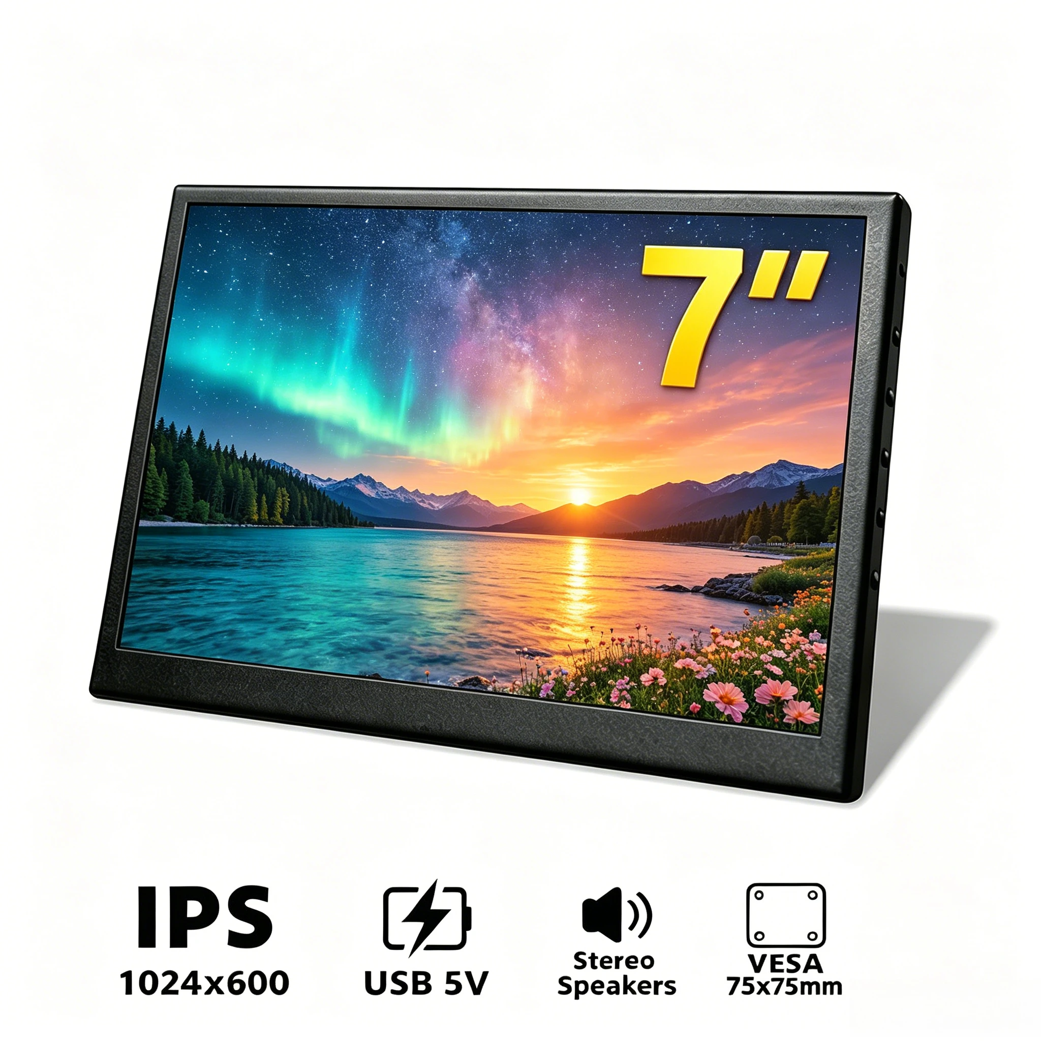 LESOWN Compact 7" External SBC Monitor 1024x600 Black Alloy 60Hz HDTV View for Banana Pi M5 Hardware Programming Setup
LESOWN Compact 7" External SBC Monitor 1024x600 Black Alloy 60Hz HDTV View for Banana Pi M5 Hardware Programming Setup