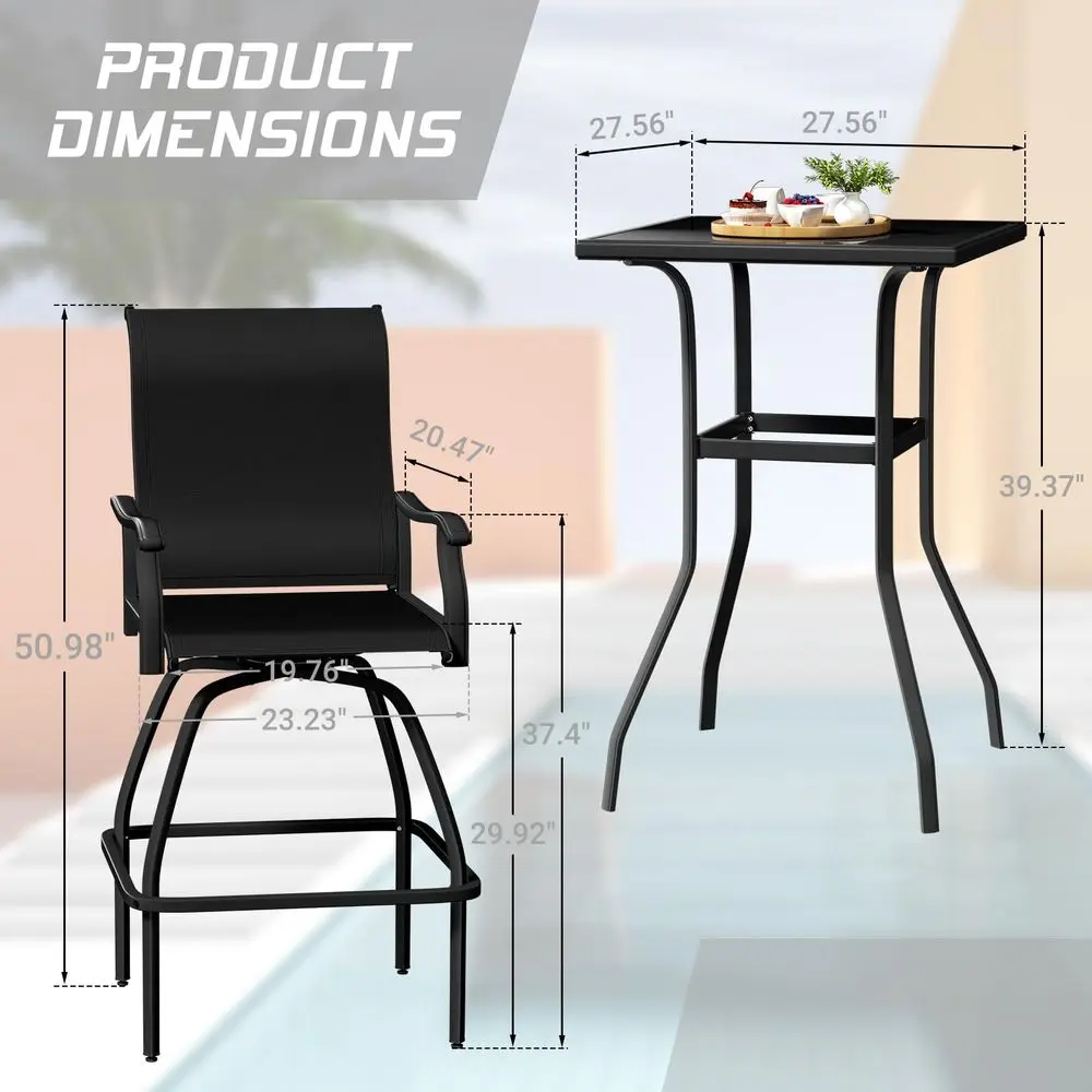 Patio Bar Set 2pcs Swivel Bar Stools Outdoor Bistro Textilene Furniture Stability AllWeather Set 4, Lake Blue Padded
Patio Bar Set 2pcs Swivel Bar Stools Outdoor Bistro Textilene Furniture Stability AllWeather Set 4, Lake Blue Padded