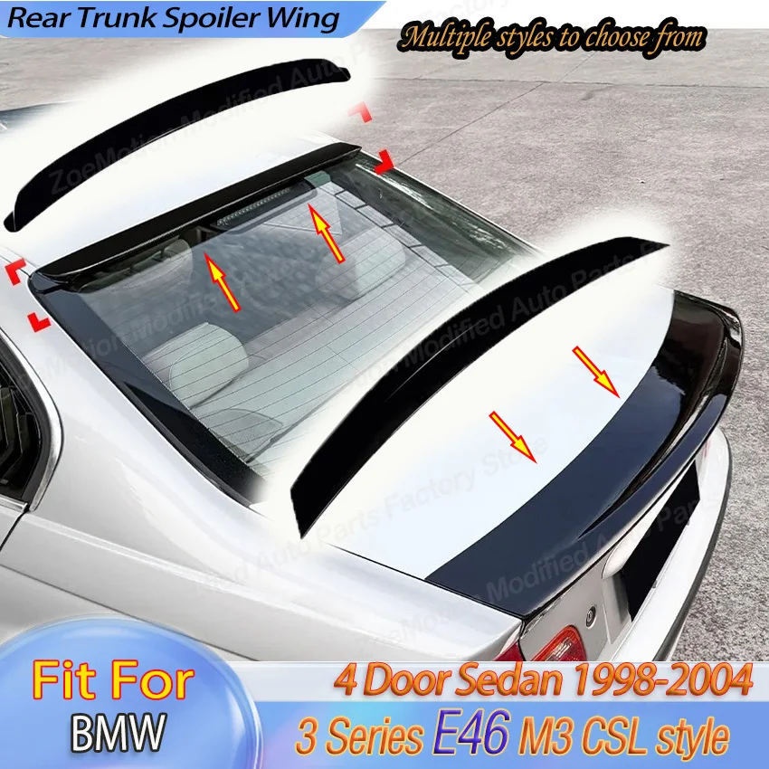 For BMW 3 Series E46 M3 CSL Style 1998-2004 4Door Sedan Rear Trunk Spoiler Wing Top Wing Middle Wing Ducktail Body Kit Trim
For BMW 3 Series E46 M3 CSL Style 1998-2004 4Door Sedan Rear Trunk Spoiler Wing Top Wing Middle Wing Ducktail Body Kit Trim