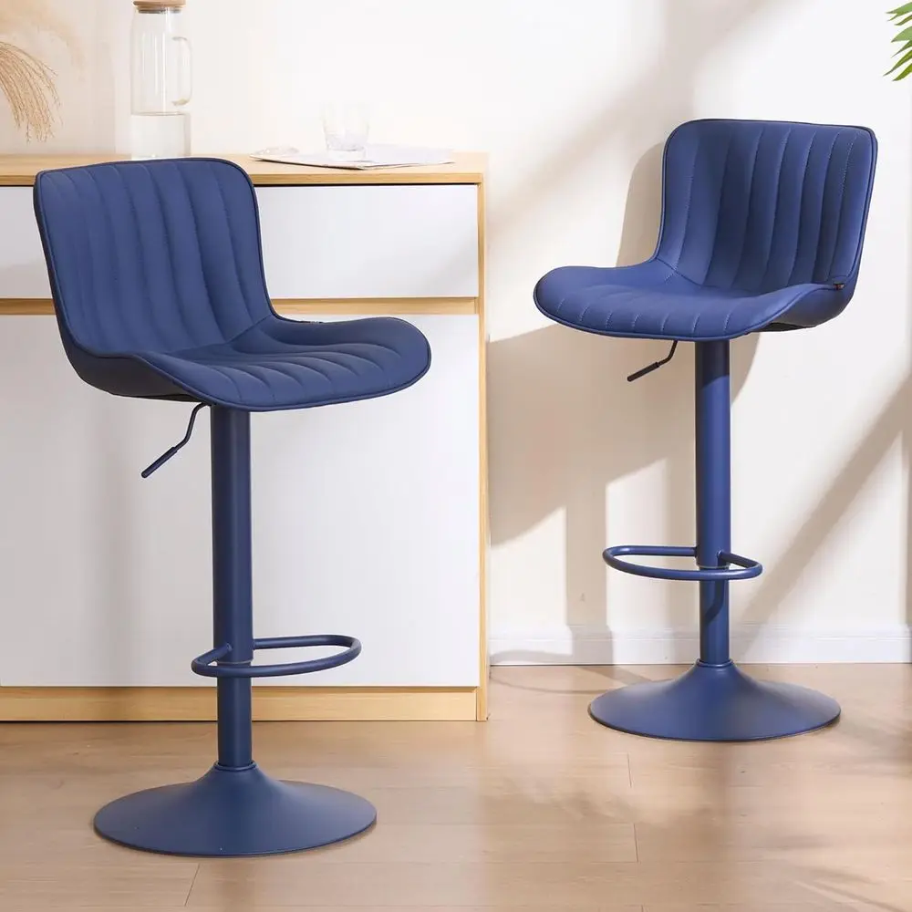 Барные стулья для кухонной стойки, современные вращающиеся барные стулья с кожаной обивкой, регулируемые для острова завтрака, темно-синий
Барные стулья для кухонной стойки, современные вращающиеся барные стулья с кожаной обивкой, регулируемые для острова завтрака, темно-синий