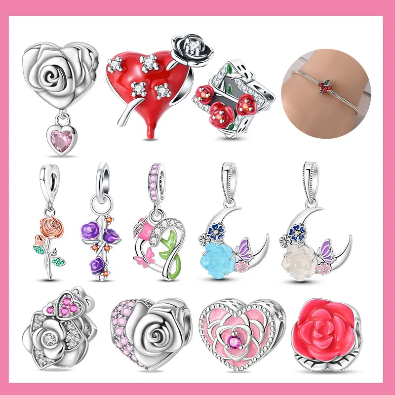 925 Sterling Silver Charms Bead Romantic Rose Night Rose Charm Pendant Fit Bracelet Necklace DIY Birthday for Woman Jewelry Gift
925 Sterling Silver Charms Bead Romantic Rose Night Rose Charm Pendant Fit Bracelet Necklace DIY Birthday for Woman Jewelry Gift