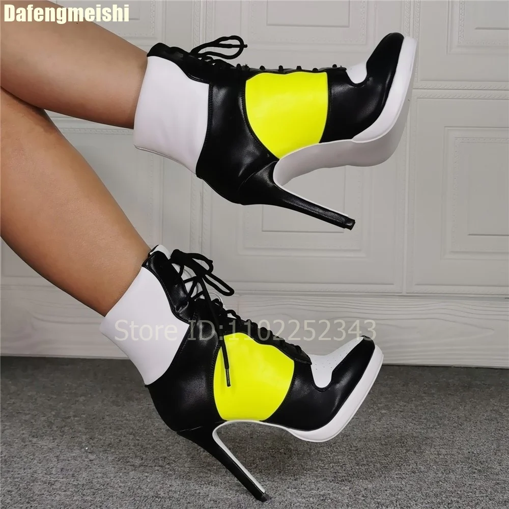 Sports Style Mixed Color Fashion Boots Round Toe Cross Strap Stiletto Heels 9Cm Ankle Boots 2026 New Platform Women Short Boots
Sports Style Mixed Color Fashion Boots Round Toe Cross Strap Stiletto Heels 9Cm Ankle Boots 2026 New Platform Women Short Boots