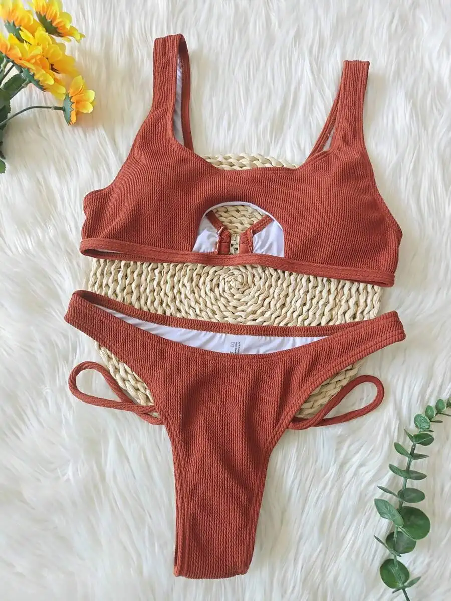 Womens Hollow Cutout Ribbed Bikini Set Retro Fitted Swimwear Summer Beach Outfit
Womens Hollow Cutout Ribbed Bikini Set Retro Fitted Swimwear Summer Beach Outfit