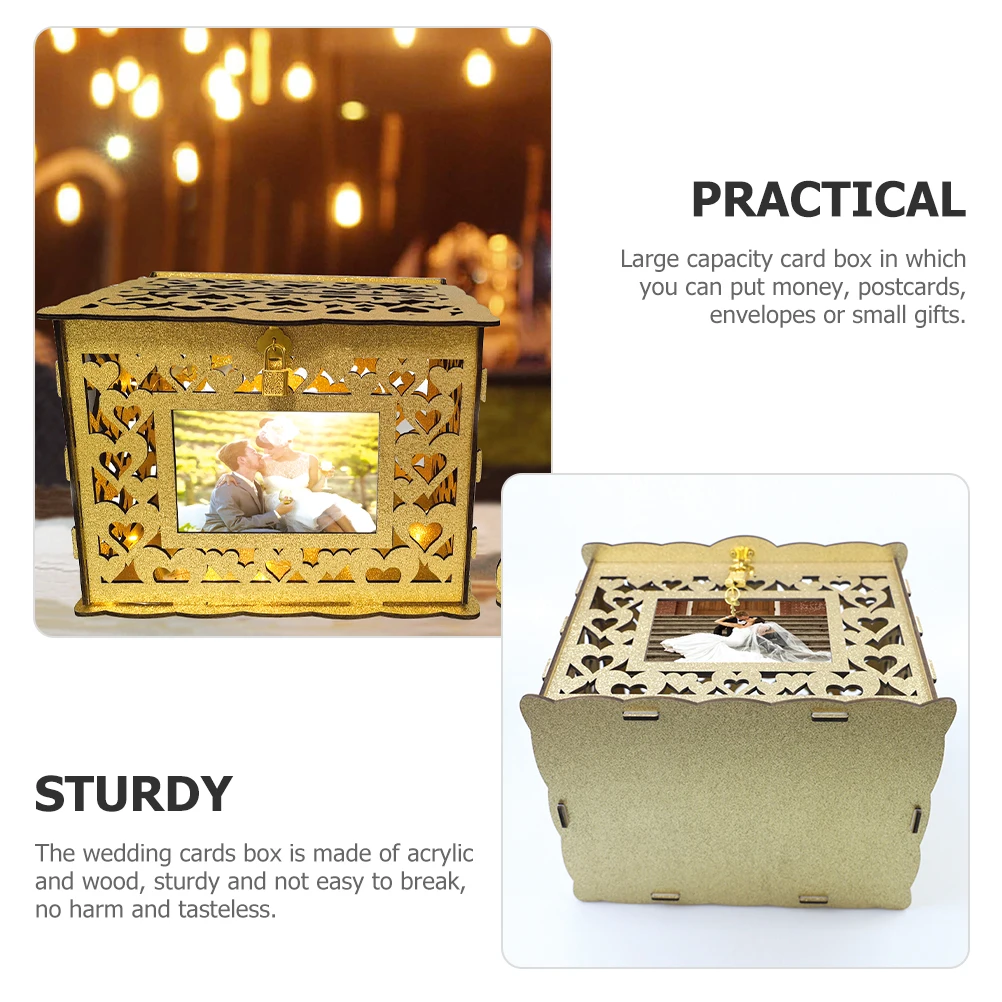 1 Set Wedding Card Hollow Design Wooden Large Capacity Greeting Box Anniversary Blessing Container Money Gift Storage Wood Party
1 Set Wedding Card Hollow Design Wooden Large Capacity Greeting Box Anniversary Blessing Container Money Gift Storage Wood Party