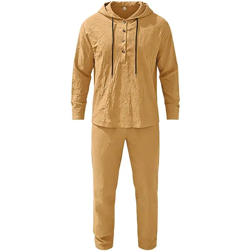 Men's Linen Hooded Long Sleeve Long Pants Set Pure Color Drawstring Casual Sportswear Spring Summer Fashion Trend
Men's Linen Hooded Long Sleeve Long Pants Set Pure Color Drawstring Casual Sportswear Spring Summer Fashion Trend