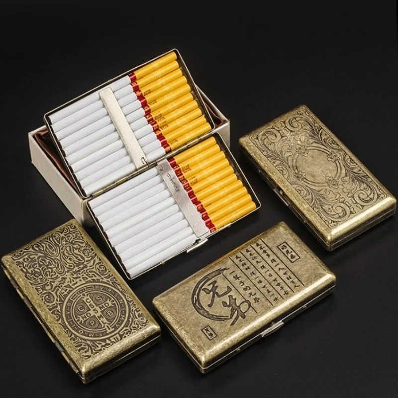 Vintage Copper Cigarette Case 20pcs Capacity, Portable Pocket Cigarettes Holder Solid Metal Smoking Accessories for Daily Carry
Vintage Copper Cigarette Case 20pcs Capacity, Portable Pocket Cigarettes Holder Solid Metal Smoking Accessories for Daily Carry