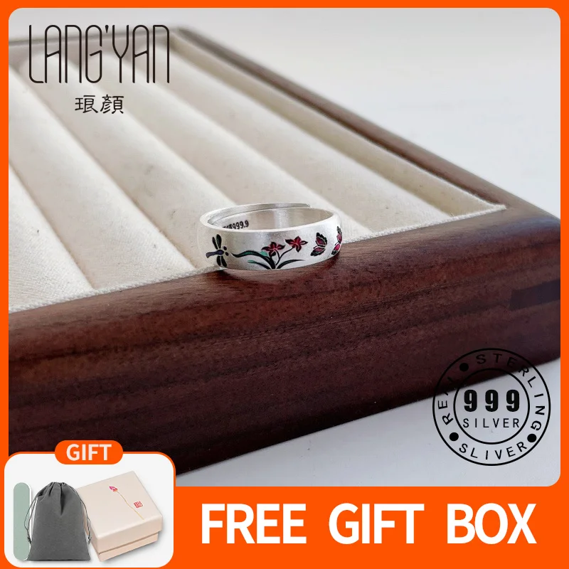 Кольцо Langyan из стерлингового серебра 999 пробы, регулируемое, в китайском этническом стиле, с эмалью, бабочкой, стрекозой и орхидеей, для женщин, JZ186
Кольцо Langyan из стерлингового серебра 999 пробы, регулируемое, в китайском этническом стиле, с эмалью, бабочкой, стрекозой и орхидеей, для женщин, JZ186