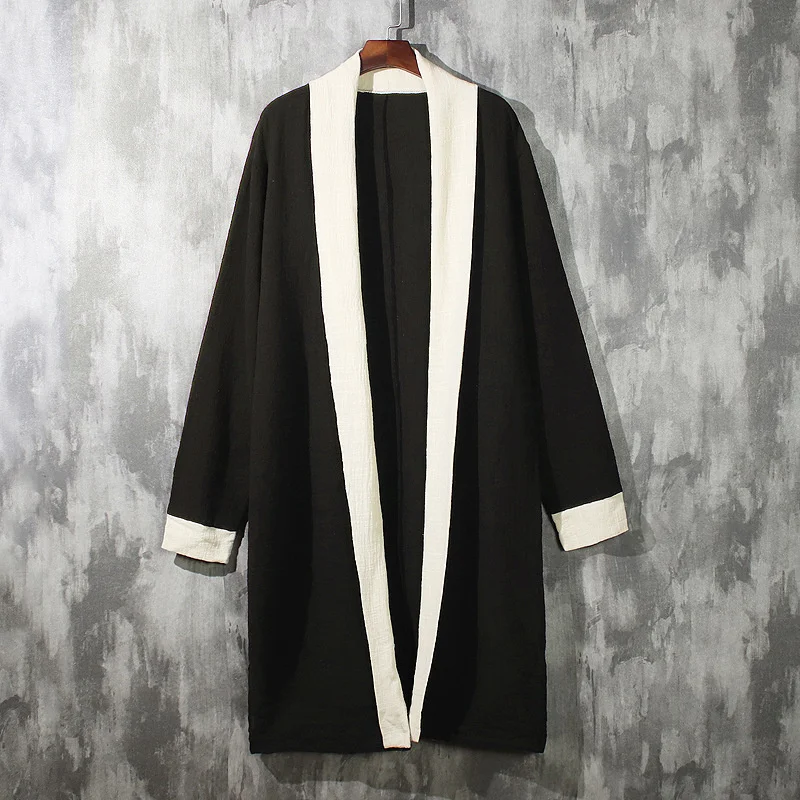 #4236 Spring Autumn Cotton Linen Long Coat Men Loose Vintage Cardigan Trench Coat Spliced Color Chinese Style Overcoat Men
#4236 Spring Autumn Cotton Linen Long Coat Men Loose Vintage Cardigan Trench Coat Spliced Color Chinese Style Overcoat Men