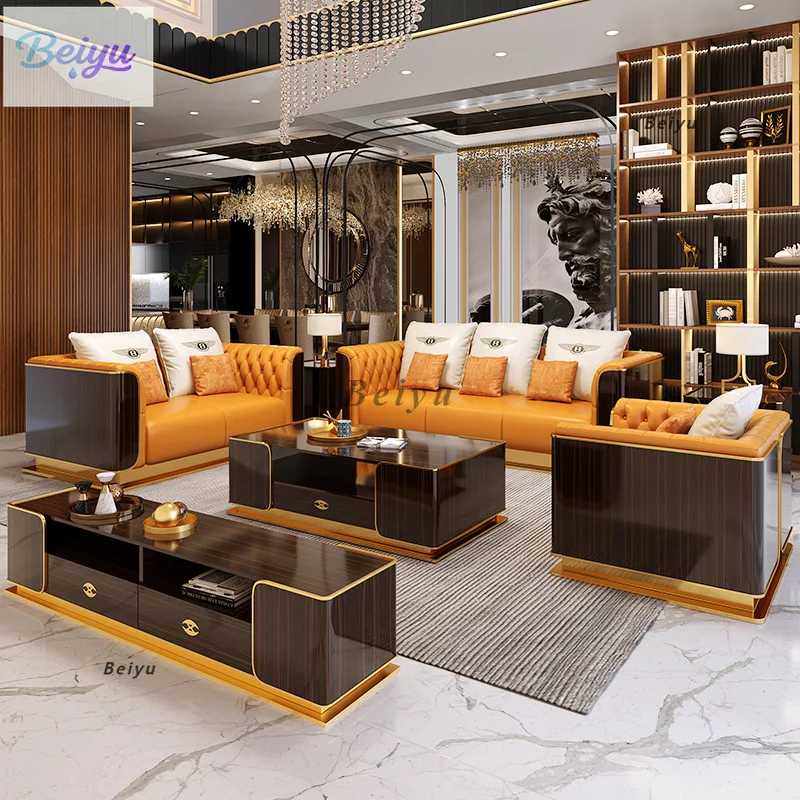 Light luxury leather sofa high-end living room Italian large apartment Bentley luxury high-end villa living room sofa combinatio
Light luxury leather sofa high-end living room Italian large apartment Bentley luxury high-end villa living room sofa combinatio