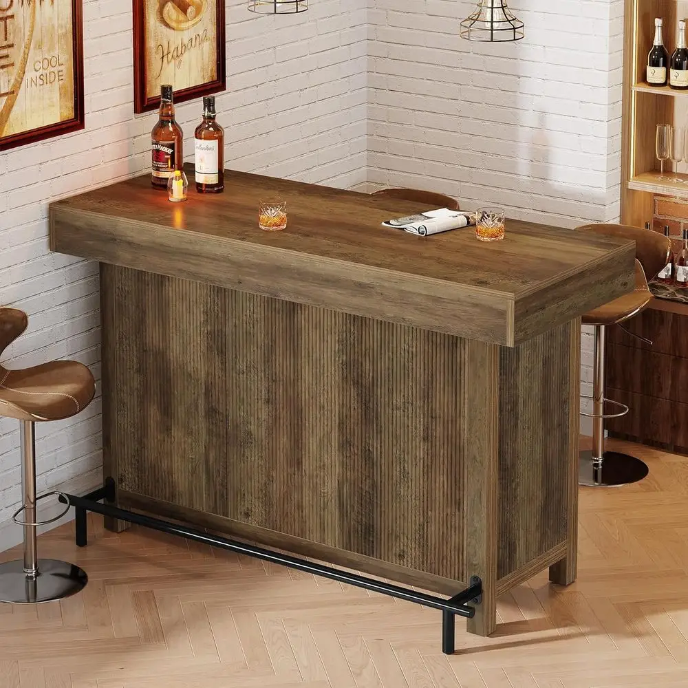 Industrial 57.48 Counter Height Bar Table with 2-Tier Storage for Home Bar, Kitchen, or Bistro in Rustic Brown
Industrial 57.48 Counter Height Bar Table with 2-Tier Storage for Home Bar, Kitchen, or Bistro in Rustic Brown