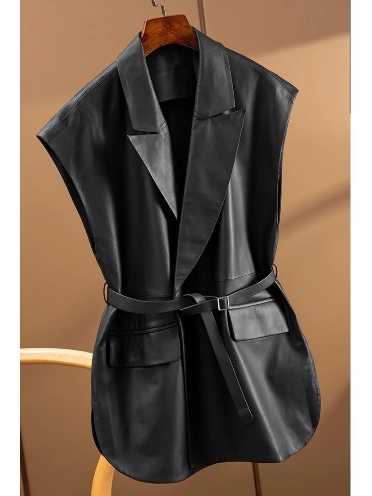 Women's Leather Vest Jacket Waist-Cinching Suit Collar Sheepskin Outerwear Top Commute Style Regular Length PU Material
Women's Leather Vest Jacket Waist-Cinching Suit Collar Sheepskin Outerwear Top Commute Style Regular Length PU Material