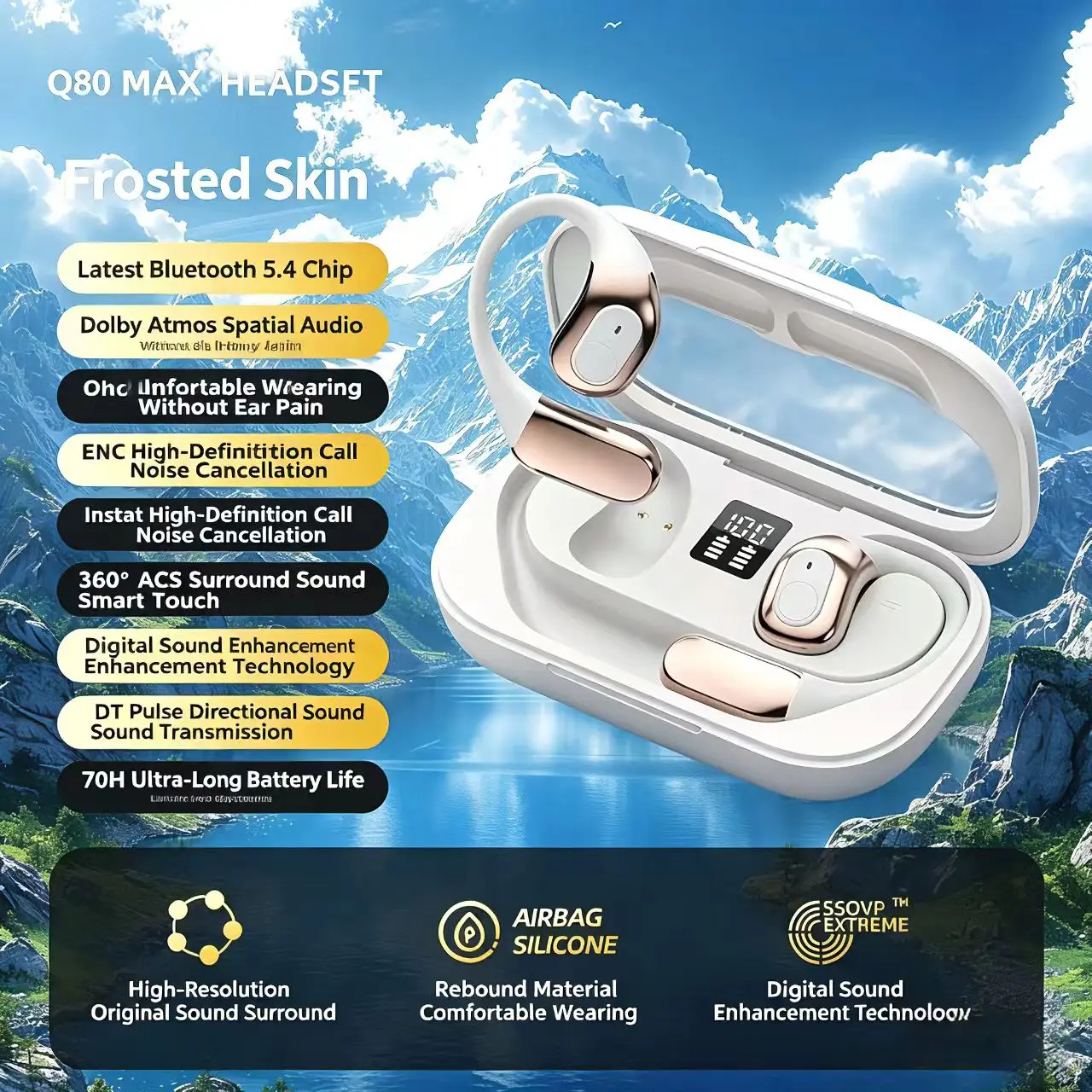 Open Ear Headphones OWS Bluetooth 5.4 Wireless Earphones Air conduction headphones stereo Sound Sports Earbuds for Running Gym
Open Ear Headphones OWS Bluetooth 5.4 Wireless Earphones Air conduction headphones stereo Sound Sports Earbuds for Running Gym