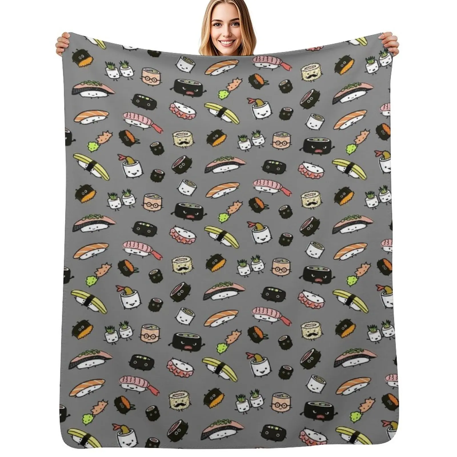 Kawaii Sushi Party Throw Blanket Multi Purpose Soft Warm Blanket for Home Travel
Kawaii Sushi Party Throw Blanket Multi Purpose Soft Warm Blanket for Home Travel
