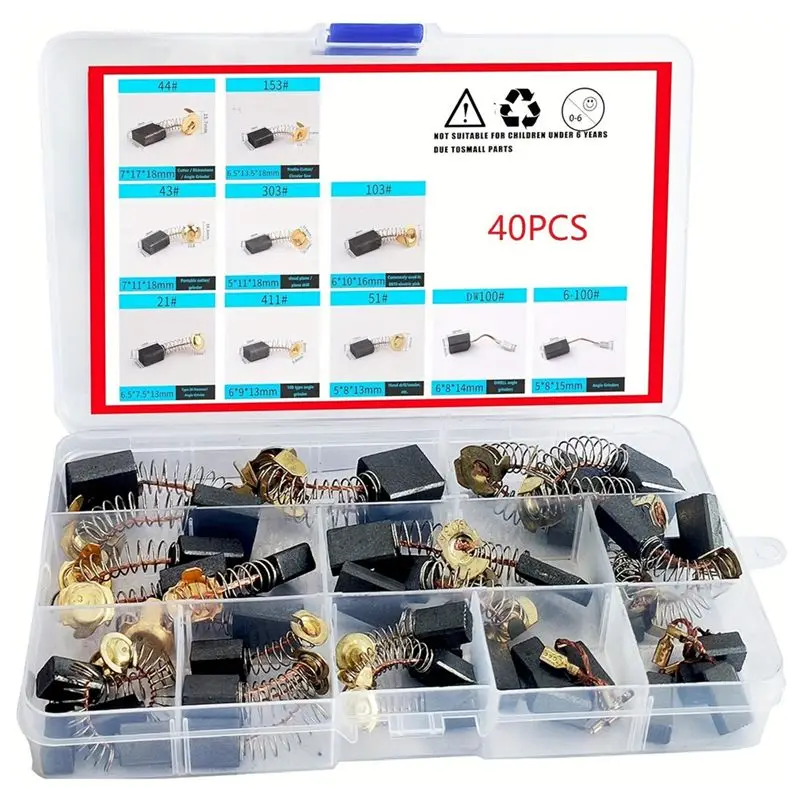 RABIT AS59~ 40Pcs Multipack Of Electric Motor Carbon Brushes, 10 Models For Power Tool Repairs
RABIT AS59~ 40Pcs Multipack Of Electric Motor Carbon Brushes, 10 Models For Power Tool Repairs