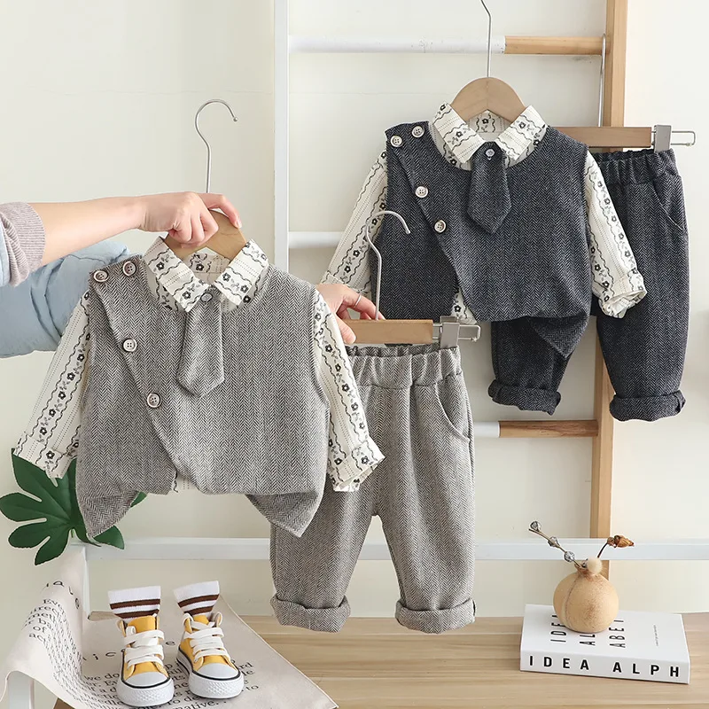 Boys Clothes Sets Spring Autumn 2026 Children Cotton Vest Tie Shirts Pants 3pcs Party Suit For Baby Outfits Kids Tacksuits 3 4Y
Boys Clothes Sets Spring Autumn 2026 Children Cotton Vest Tie Shirts Pants 3pcs Party Suit For Baby Outfits Kids Tacksuits 3 4Y