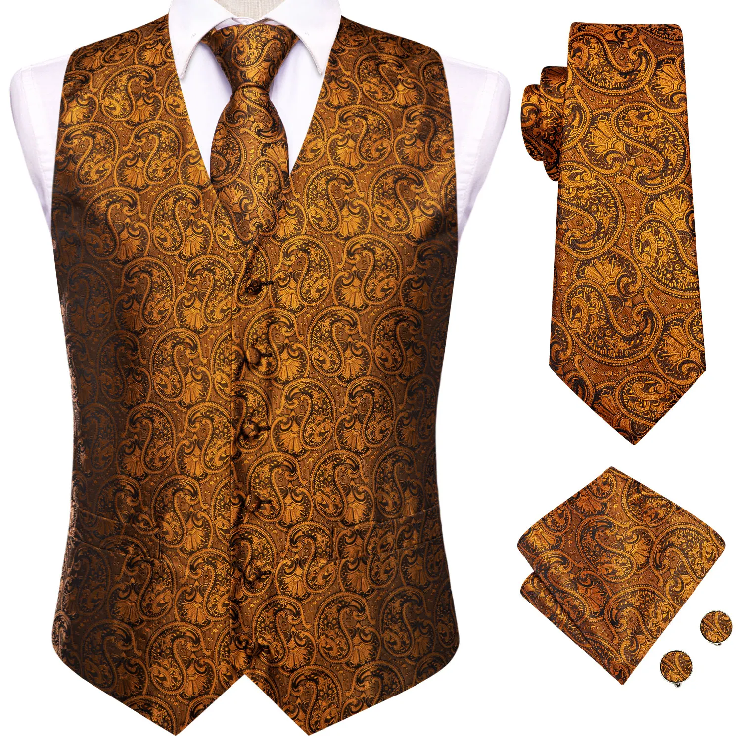 Designer Men's Suit Vest Jacquard Paisley Waistcoat Necktie Pocket Square Cufflinks Set for Wedding Business Party
Designer Men's Suit Vest Jacquard Paisley Waistcoat Necktie Pocket Square Cufflinks Set for Wedding Business Party