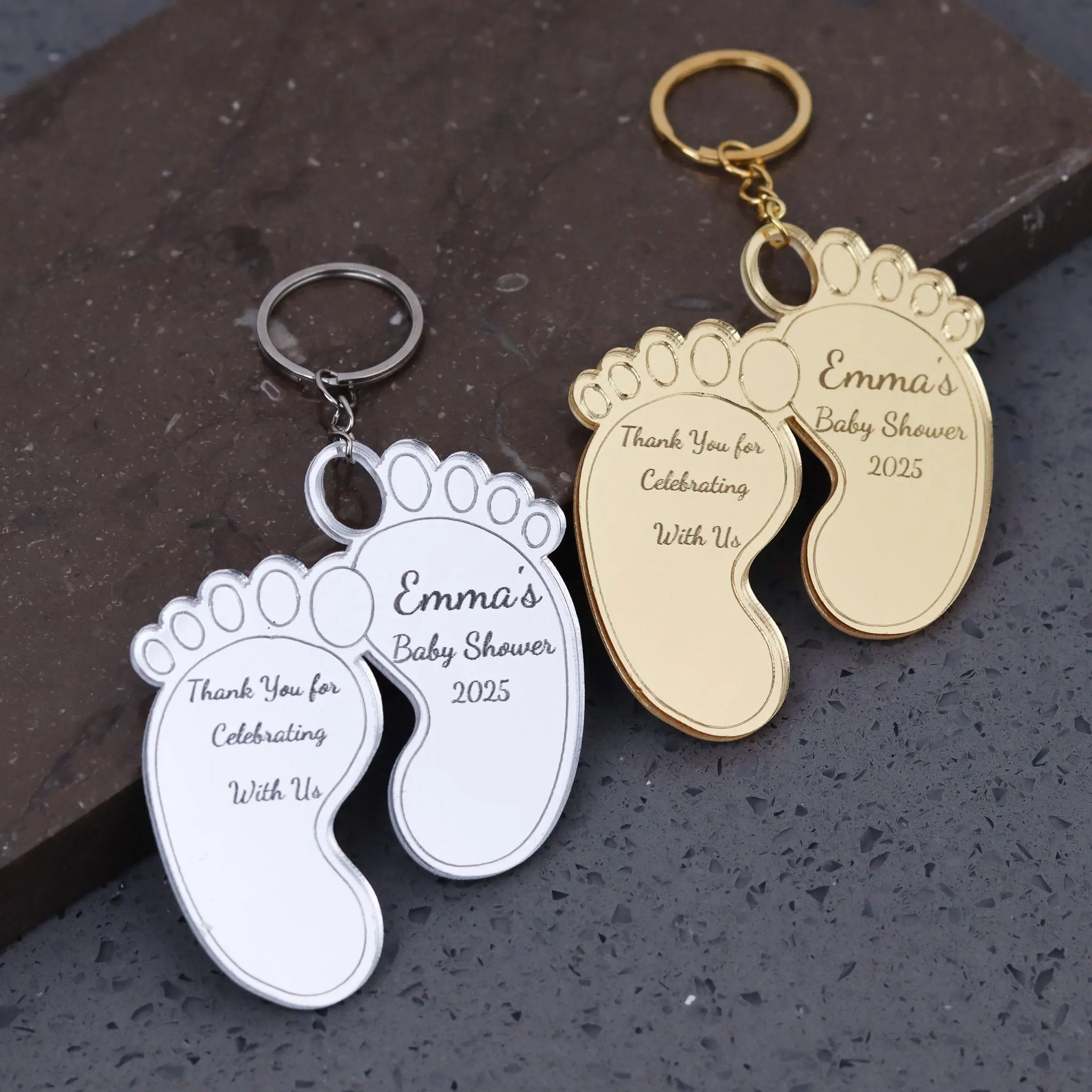 Personalized Baby Feet Keychain Acrylic Tags Custom Baby Shower Favors for Girl and Boy Foot Party Gifts for Guests
Personalized Baby Feet Keychain Acrylic Tags Custom Baby Shower Favors for Girl and Boy Foot Party Gifts for Guests