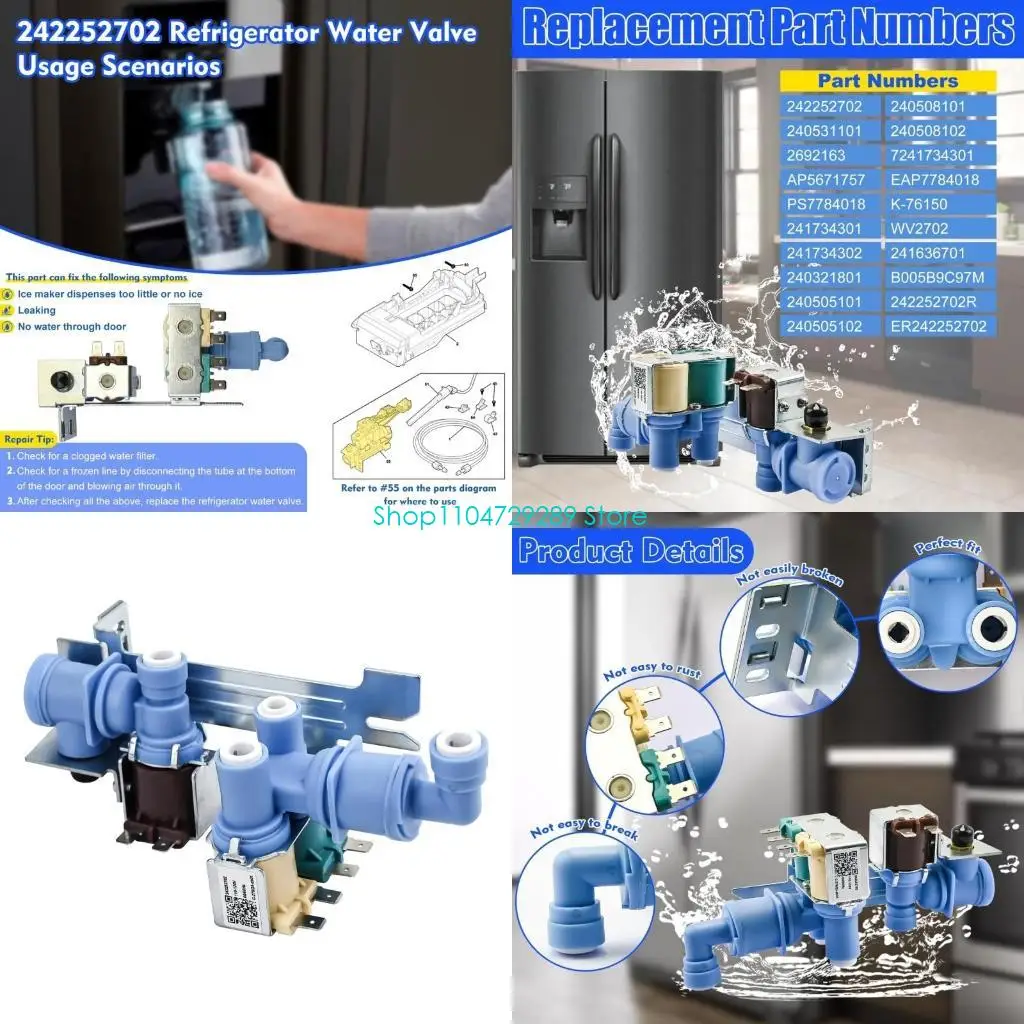 D8KE 242252702 Triple Water Inlet Valves Ensures Reliable Ice Maker and Water Dispenser Optimal Refrigerator Functionality
D8KE 242252702 Triple Water Inlet Valves Ensures Reliable Ice Maker and Water Dispenser Optimal Refrigerator Functionality
