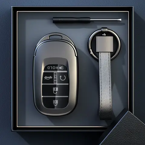 Titanium Gray for Honda 2022 2023 2024 Accord Civic HR-V CR-V Pilot Sport SI EX EX-L 2 3 4 5 Button Car Key Case Cover Protector