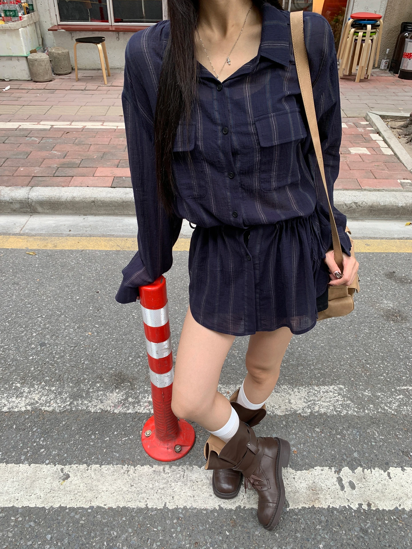 Blue Striped Loose Women's irt Long Sve Mid-Length Collar Cotton Blend Comfortable Fit Commute Sle Early Autumn Top
Blue Striped Loose Women's irt Long Sve Mid-Length Collar Cotton Blend Comfortable Fit Commute Sle Early Autumn Top