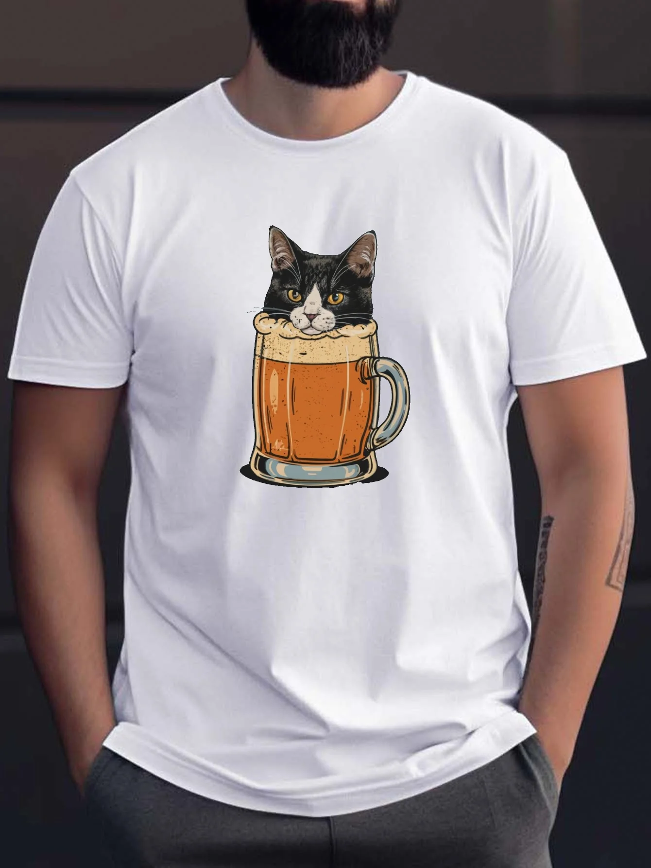 Футболка с рисунком кота в пивной кружке, хлопковая футболка с забавным животным принтом и короткими рукавами для мужчин
Футболка с рисунком кота в пивной кружке, хлопковая футболка с забавным животным принтом и короткими рукавами для мужчин