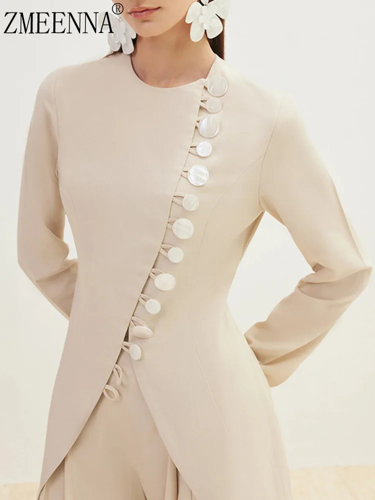 ZMEENNA Women's Elegant Cream Blazer Jacket Asymmetrical Button Front Long Sleeve Slim Fit Chic Outerwear Casual ZM4102
ZMEENNA Women's Elegant Cream Blazer Jacket Asymmetrical Button Front Long Sleeve Slim Fit Chic Outerwear Casual ZM4102