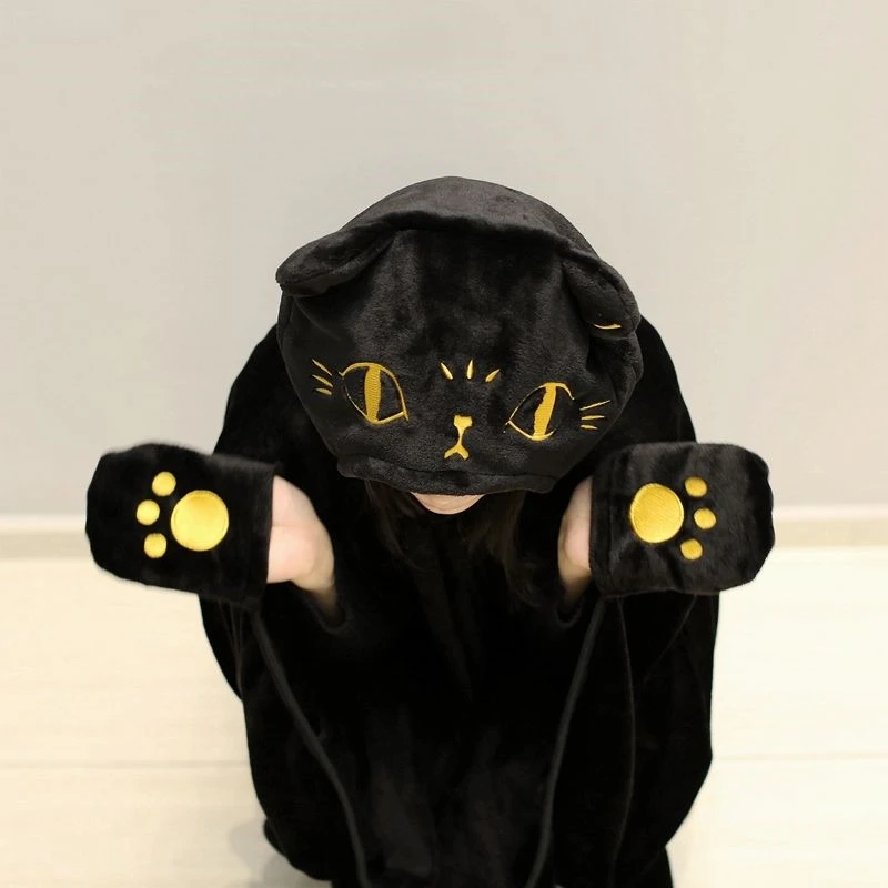 New Cute Blanket Knee Blankets Fluffy Cuddly Black Cartoon Cat Autumn Warm Winter Throw Anime Cape Blanket Shawl with Gloves.
New Cute Blanket Knee Blankets Fluffy Cuddly Black Cartoon Cat Autumn Warm Winter Throw Anime Cape Blanket Shawl with Gloves.